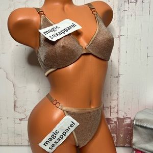 VS LUXE 34 BRA M PANTY SET CHAINMAIL SHINE BLING